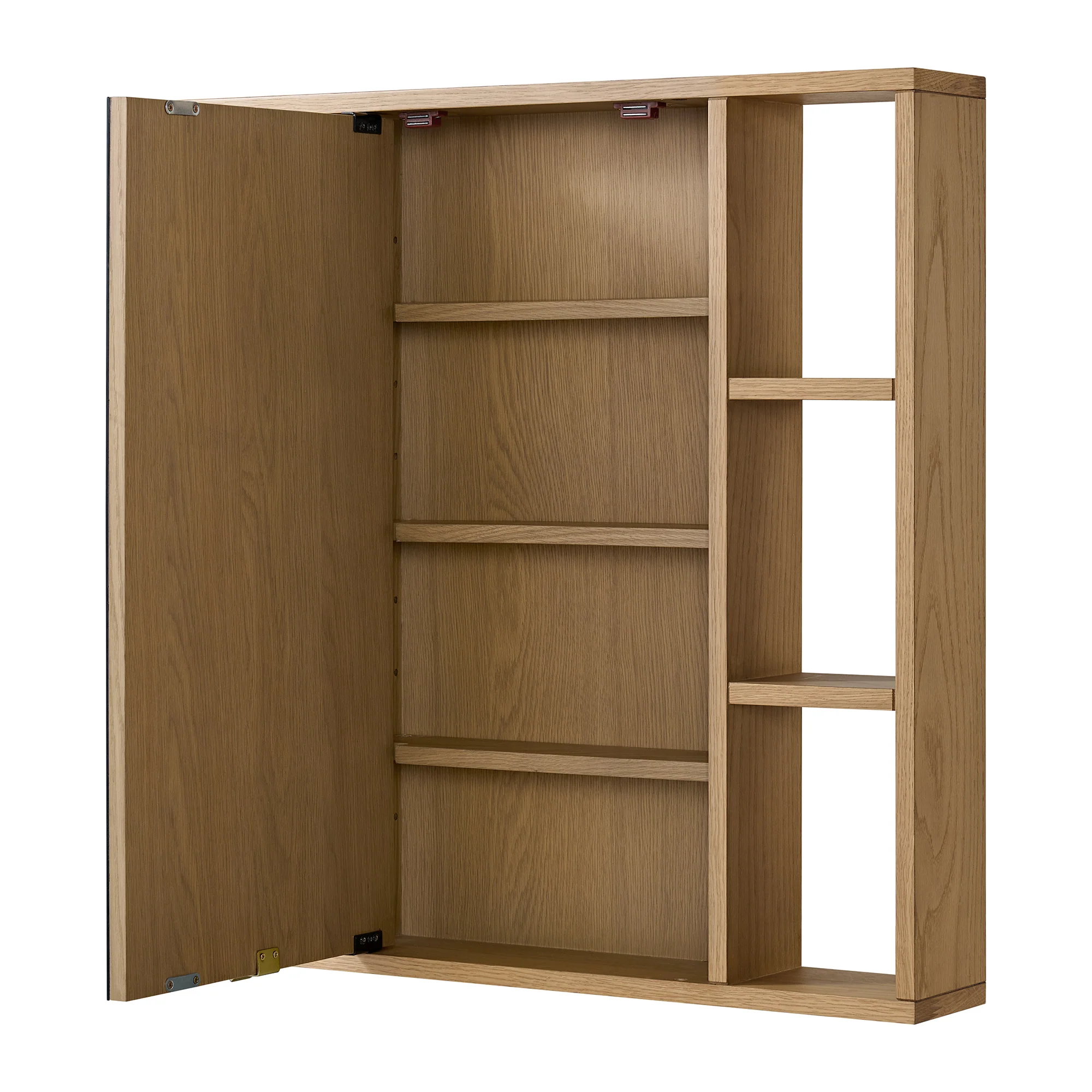 Midland 30"W x 30"H Surface Mount Medicine Cabinet with Side Shelves in Walnut or Oak - Image 8