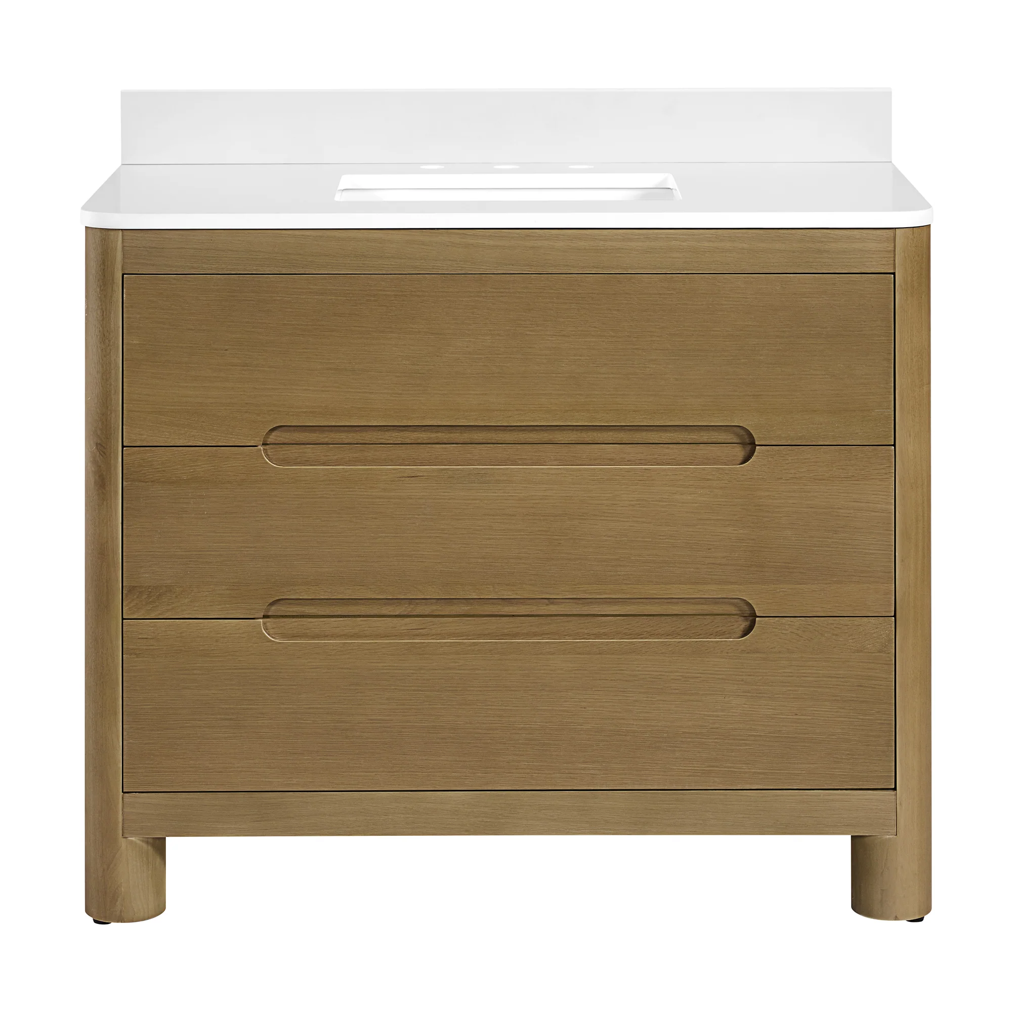 Oslo 42" Single Bathroom Vanity in Varnished Oak | White Quartz Countertop - Image 16