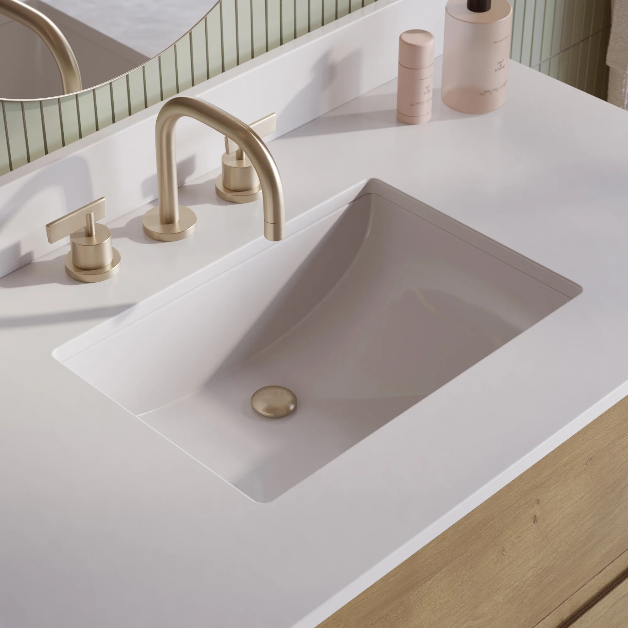 Oslo 42" Single Bathroom Vanity in Varnished Oak | White Quartz Countertop - Image 7