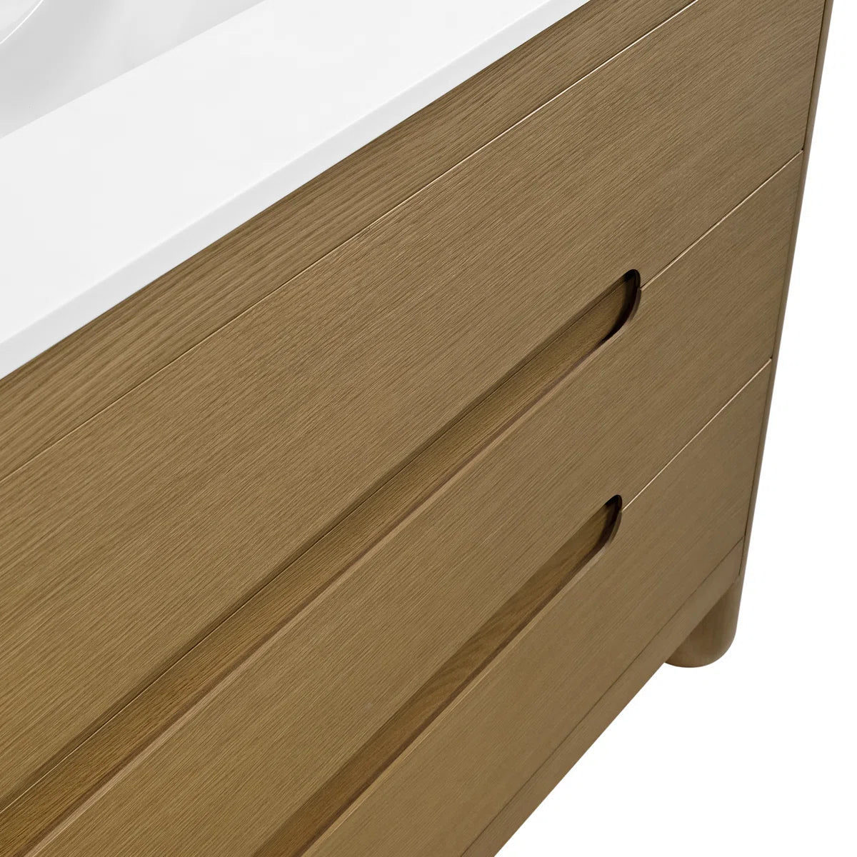 Oslo 48" Modern Oak Single Bathroom Vanity | White Quartz Countertop - Image 9