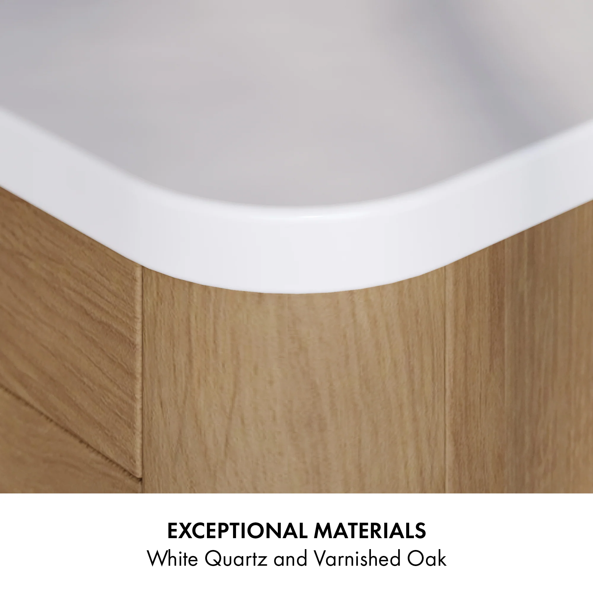 Oslo 60" Modern Oak Double Bathroom Vanity | White Quartz Countertop - Image 17