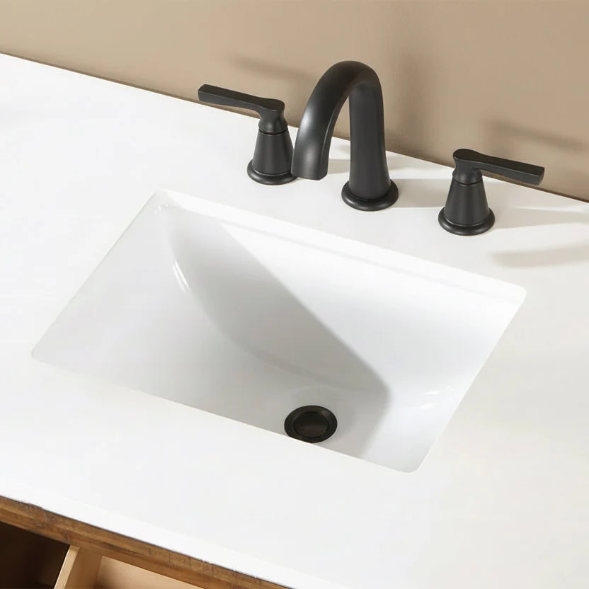 Highbury Furnishings 13.88" White Ceramic Rectangular Bathroom Sink with Overflow RP-RS-1