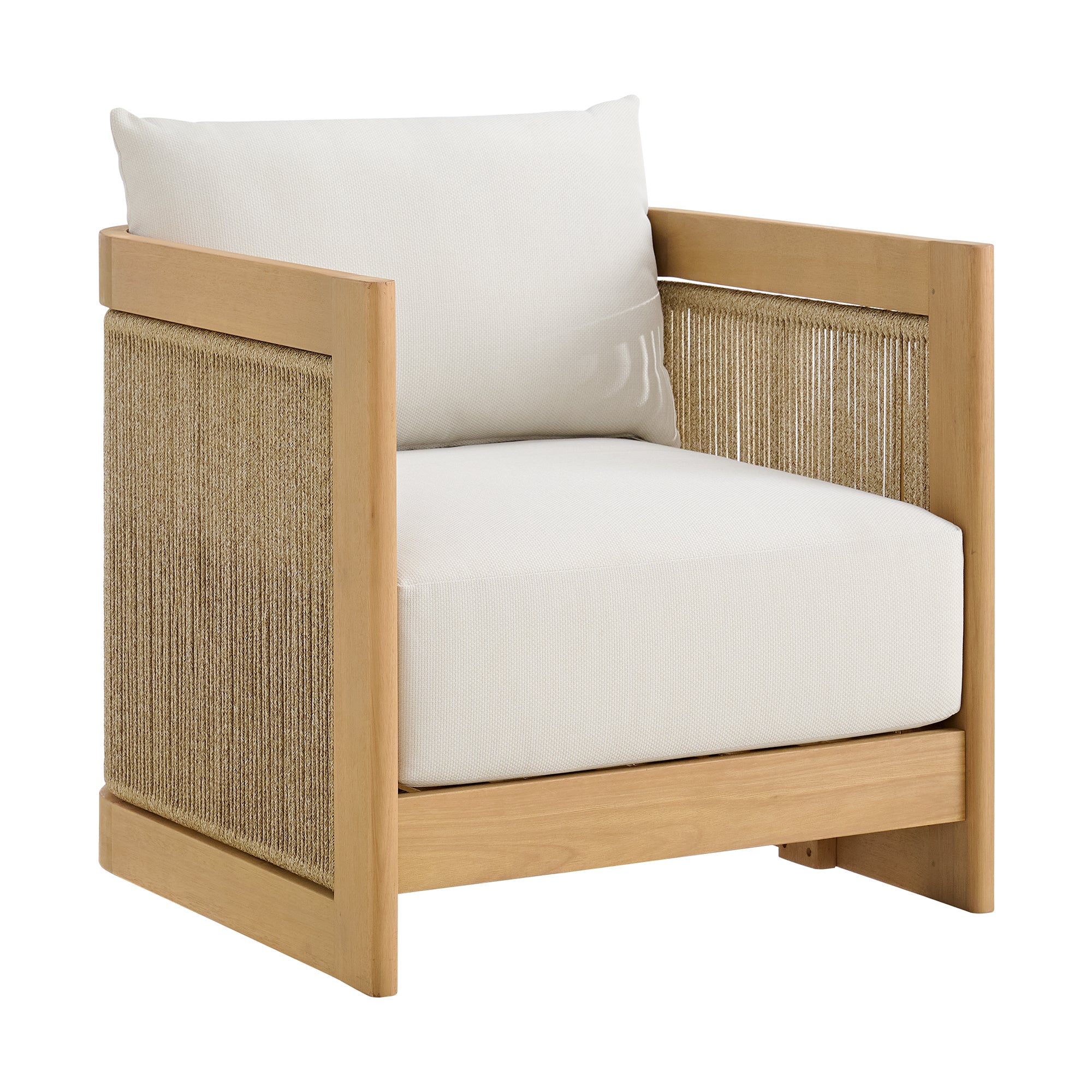 Cordelia 27" Rope Outdoor Lounge Chair in Washed Oiled Eucalyptus - Image 3