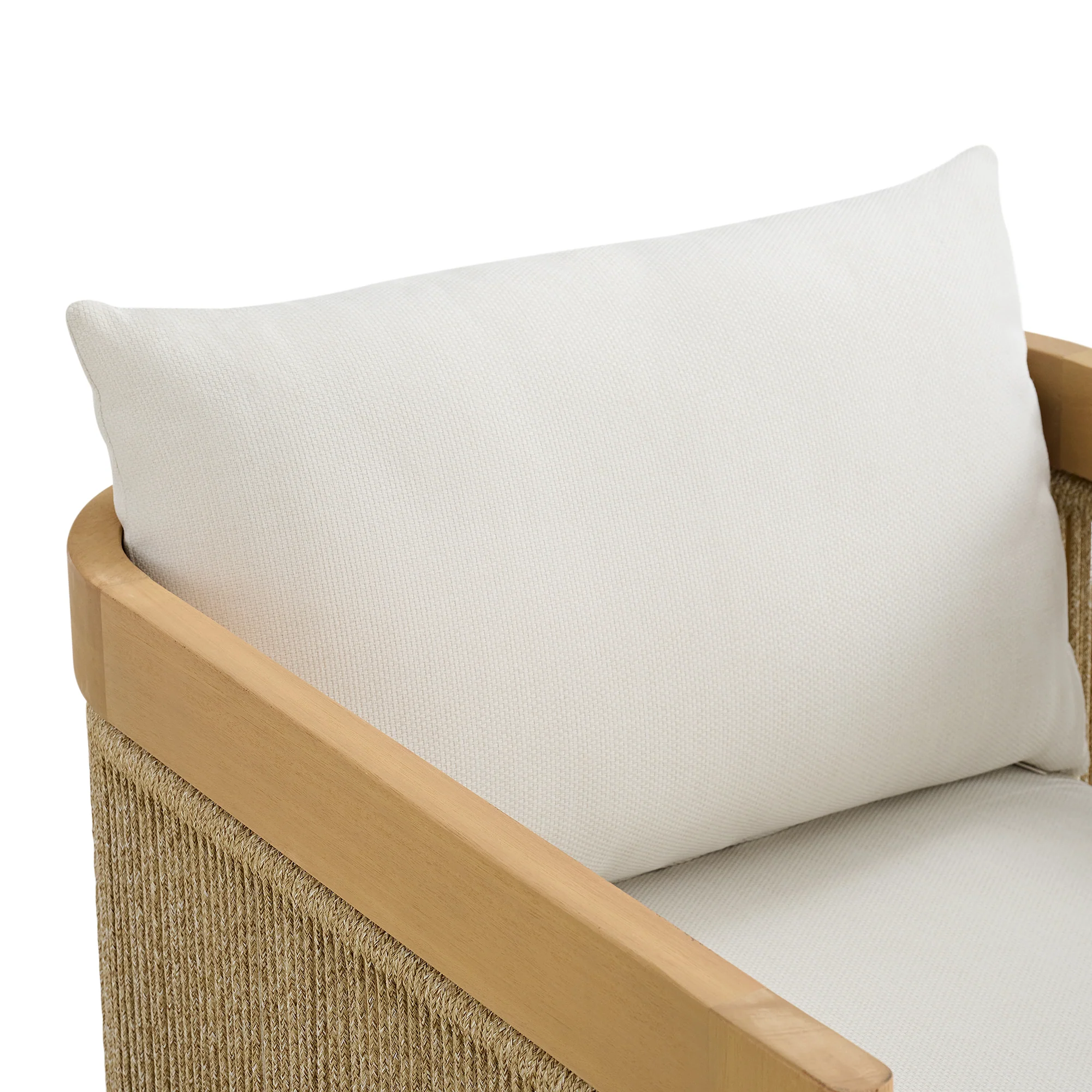 Cordelia 27" Rope Outdoor Lounge Chair in Washed Oiled Eucalyptus - Image 4