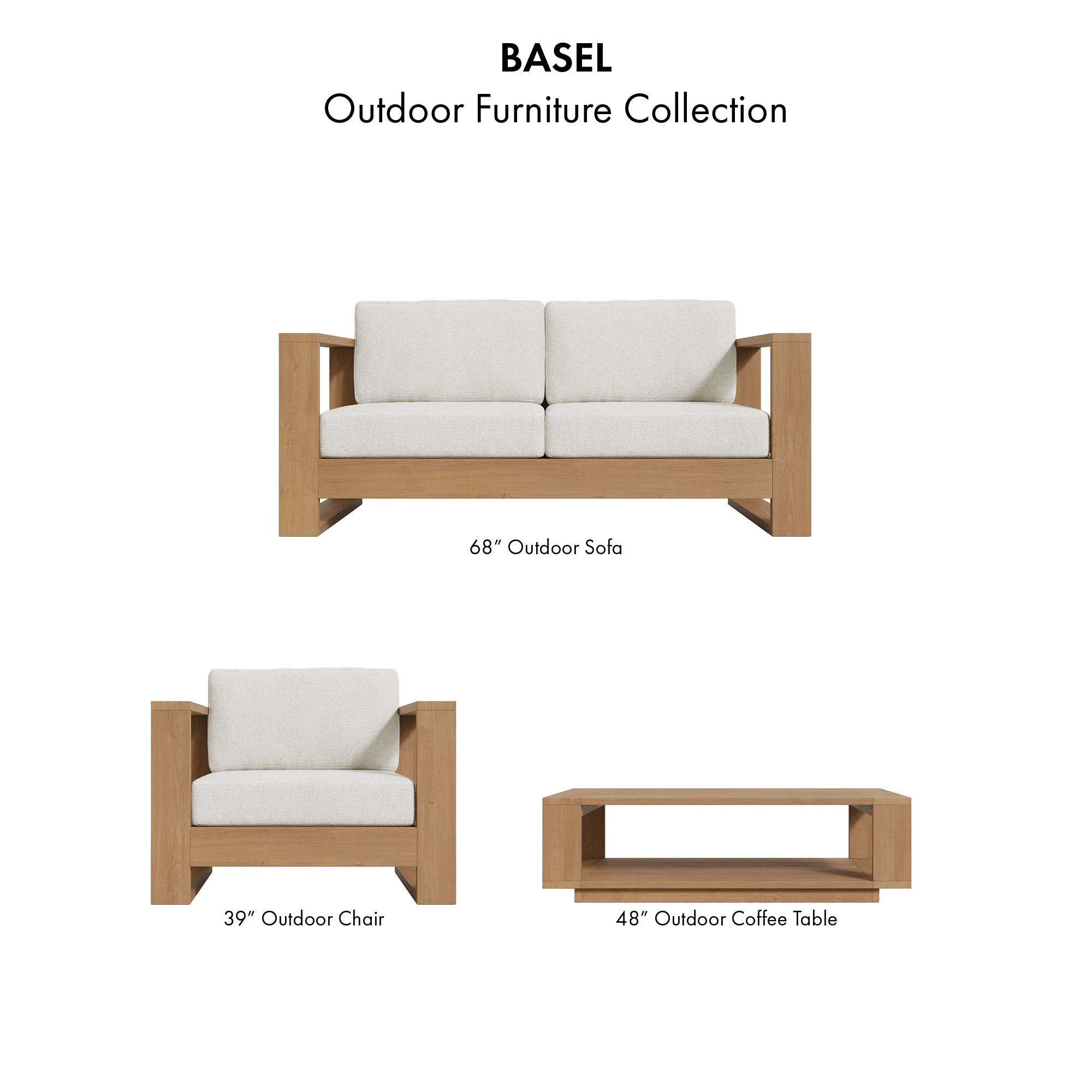 Basel 4 Piece Outdoor Set in Oiled Eucalyptus - Image 11