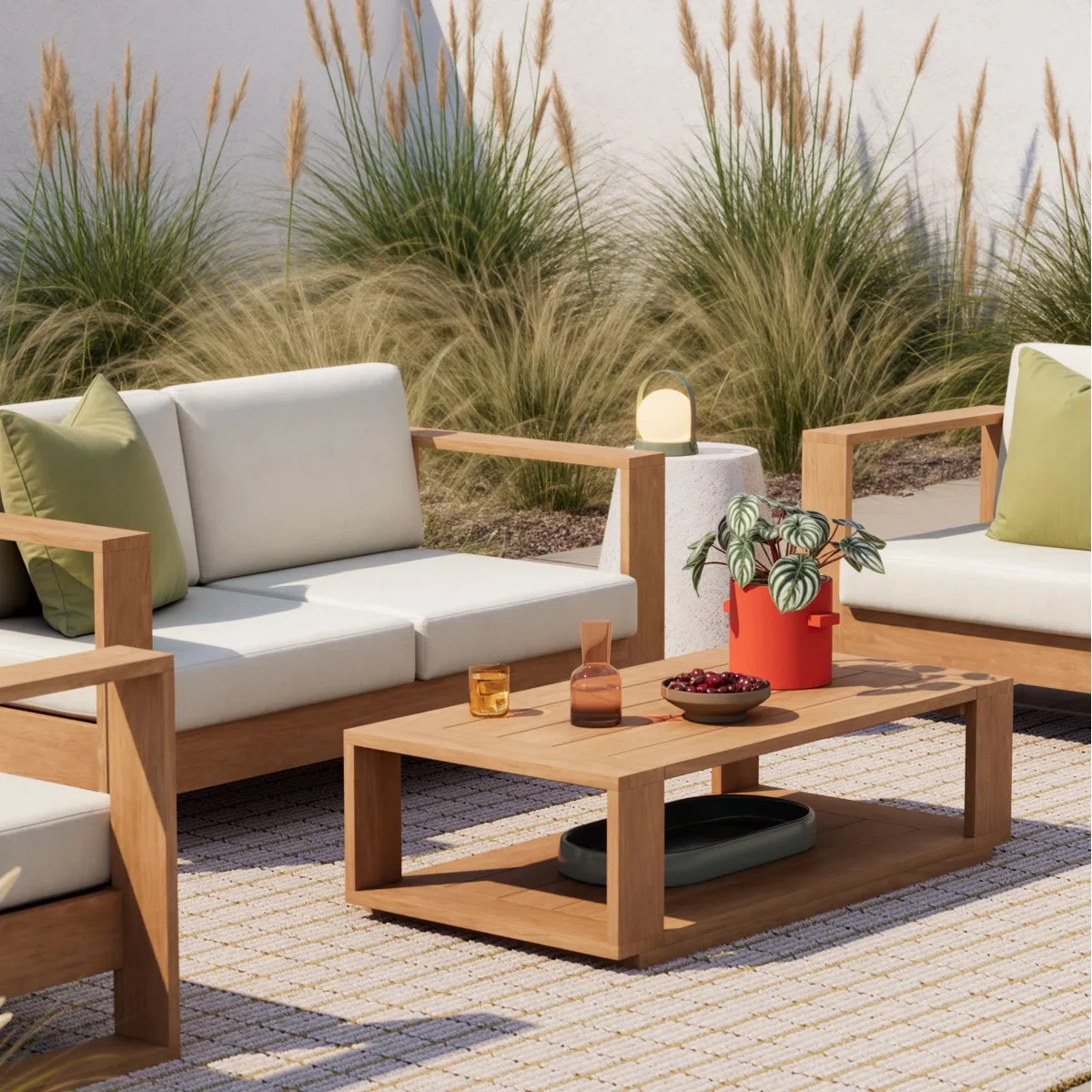 Basel 39" Outdoor Lounge Chair In Oiled Eucalyptus - Image 6