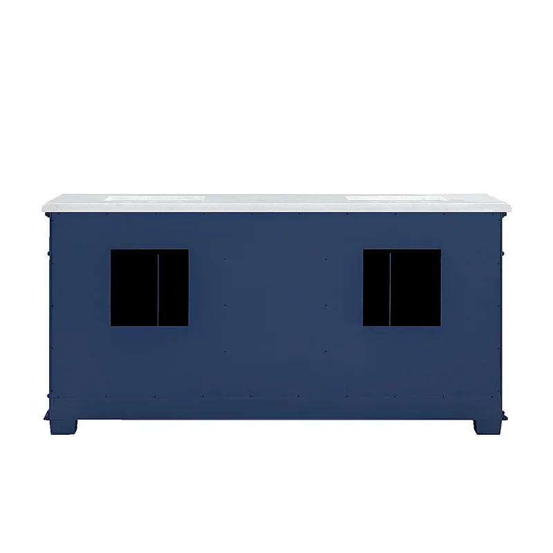 Siena 72" Traditional Double Bathroom Vanity | Carrara Marble Top In Navy - Image 4