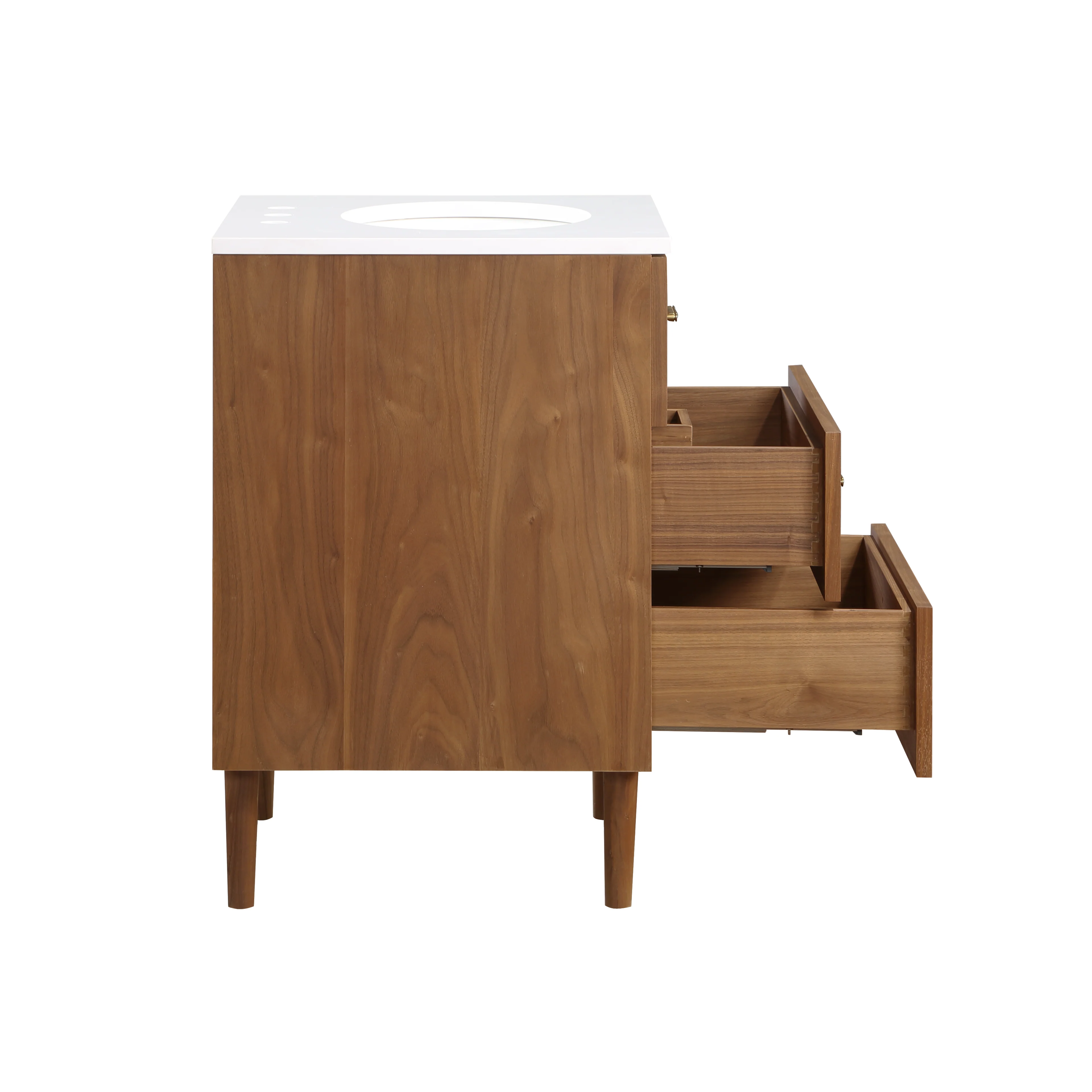 Stockholm 24'' Single Bathroom Vanity in Natural Walnut | White Quartz Countertop - Image 5