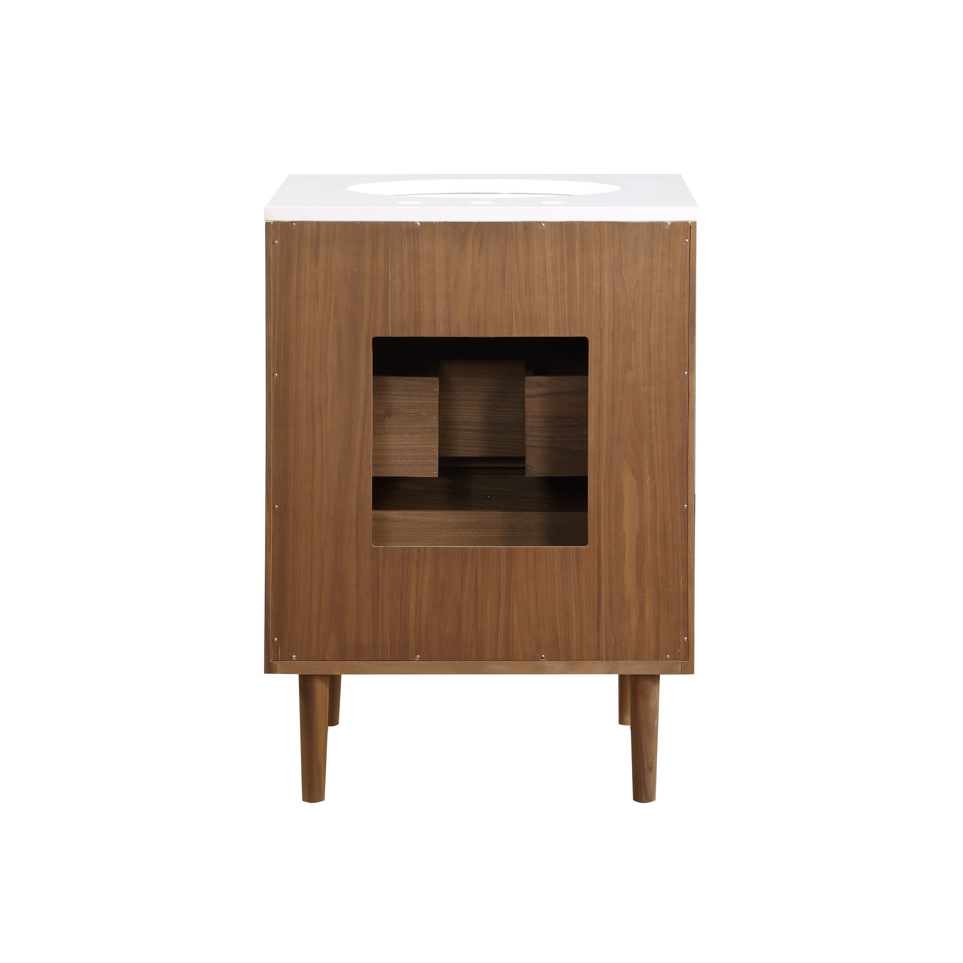 Stockholm 24'' Single Bathroom Vanity in Natural Walnut | White Quartz Countertop - Image 6