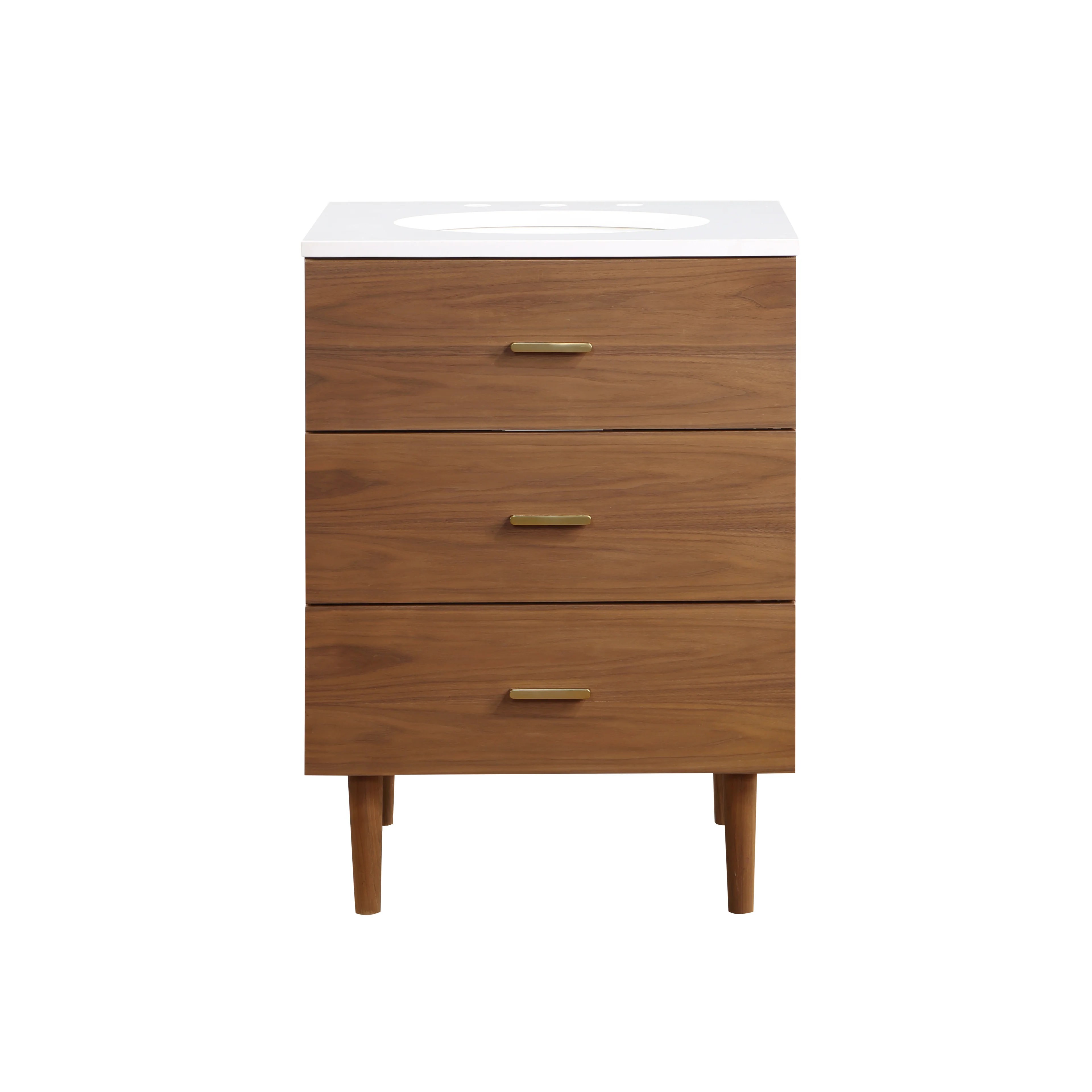 Stockholm 24'' Single Bathroom Vanity in Natural Walnut | White Quartz Countertop - Image 8