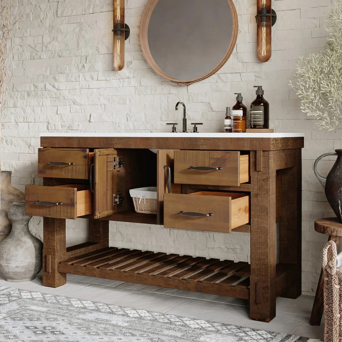 Telluride 54" Single Bathroom Vanity | Quartz Countertop - Image 3