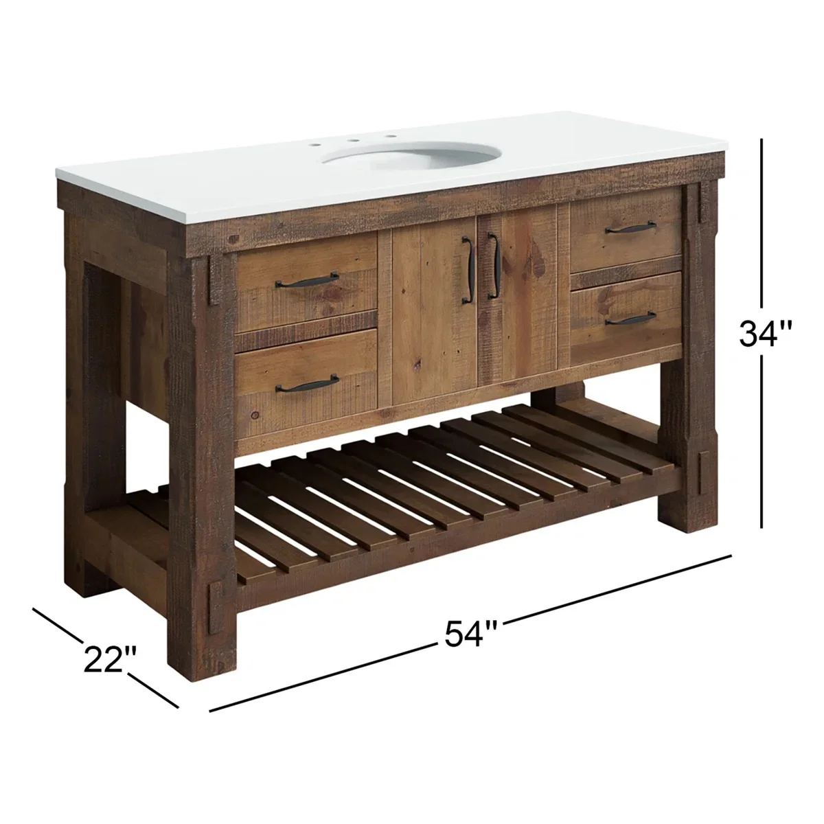 Telluride 54" Single Bathroom Vanity | Quartz Countertop - Image 5