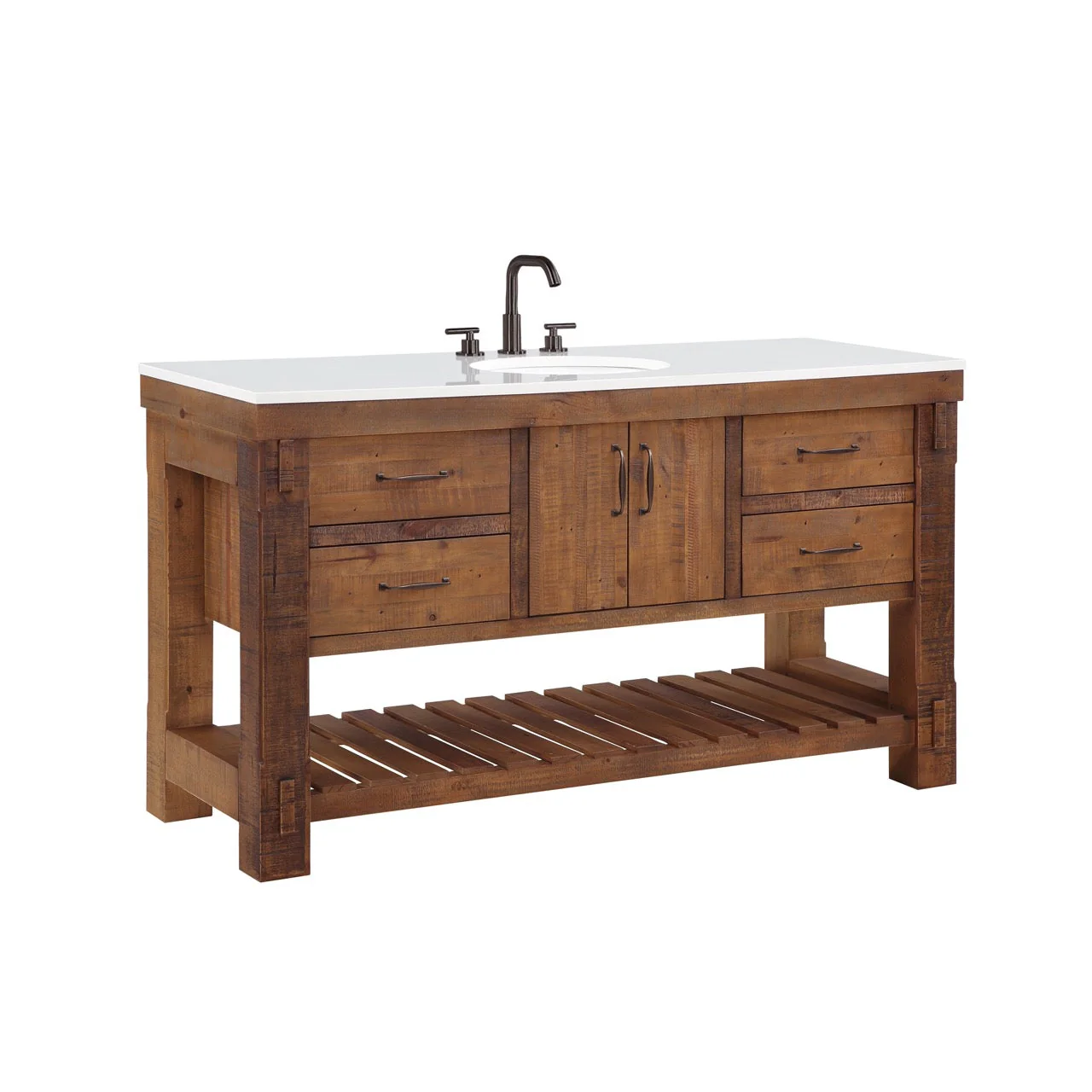 Telluride 60" Single Sink Bathroom Vanity | White Quartz Countertop - Image 17