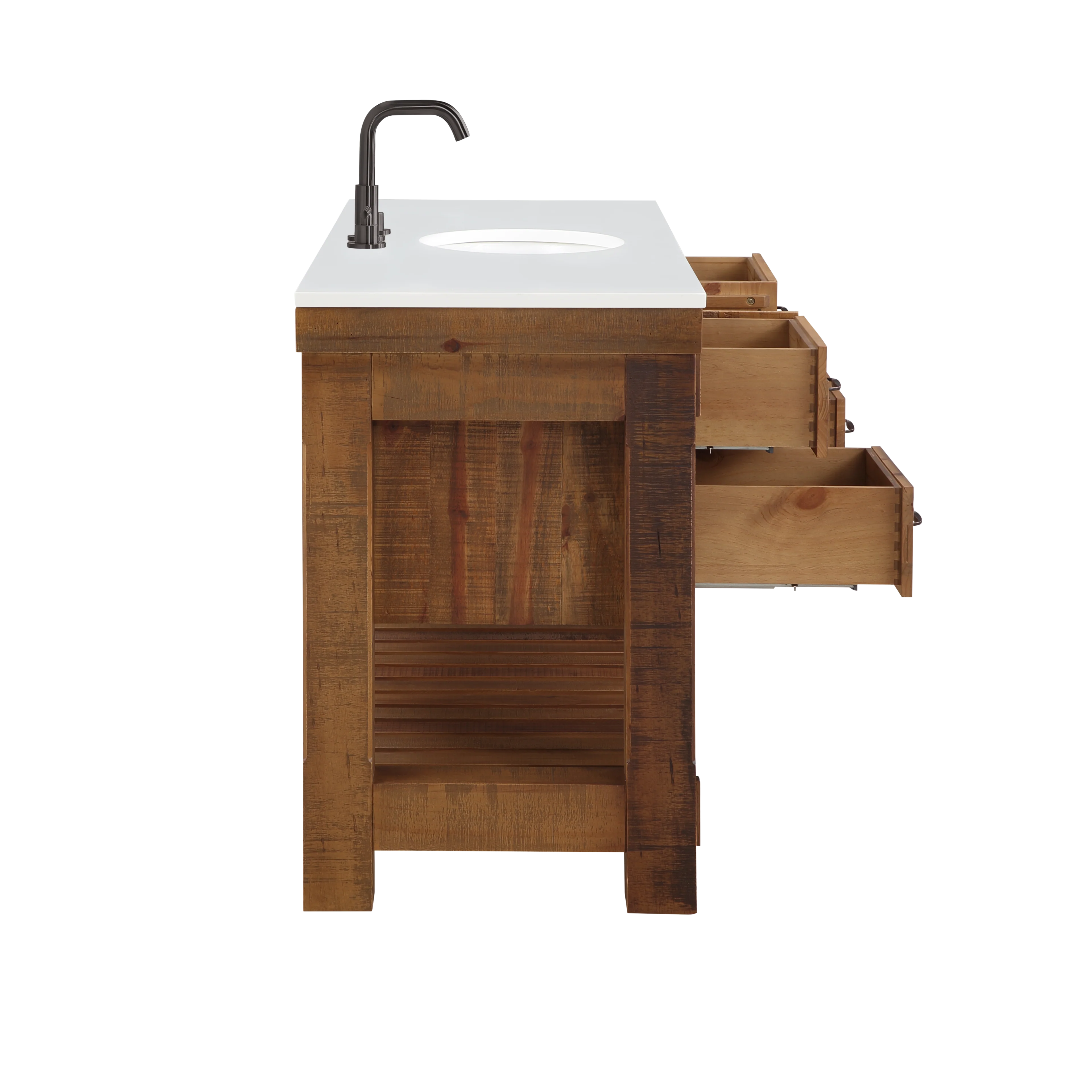 Telluride 60" Single Sink Bathroom Vanity | White Quartz Countertop - Image 7