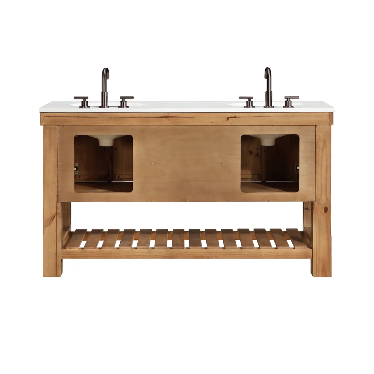 Telluride 60" Wide Double Bathroom Vanity | White Quartz Countertop - Image 5