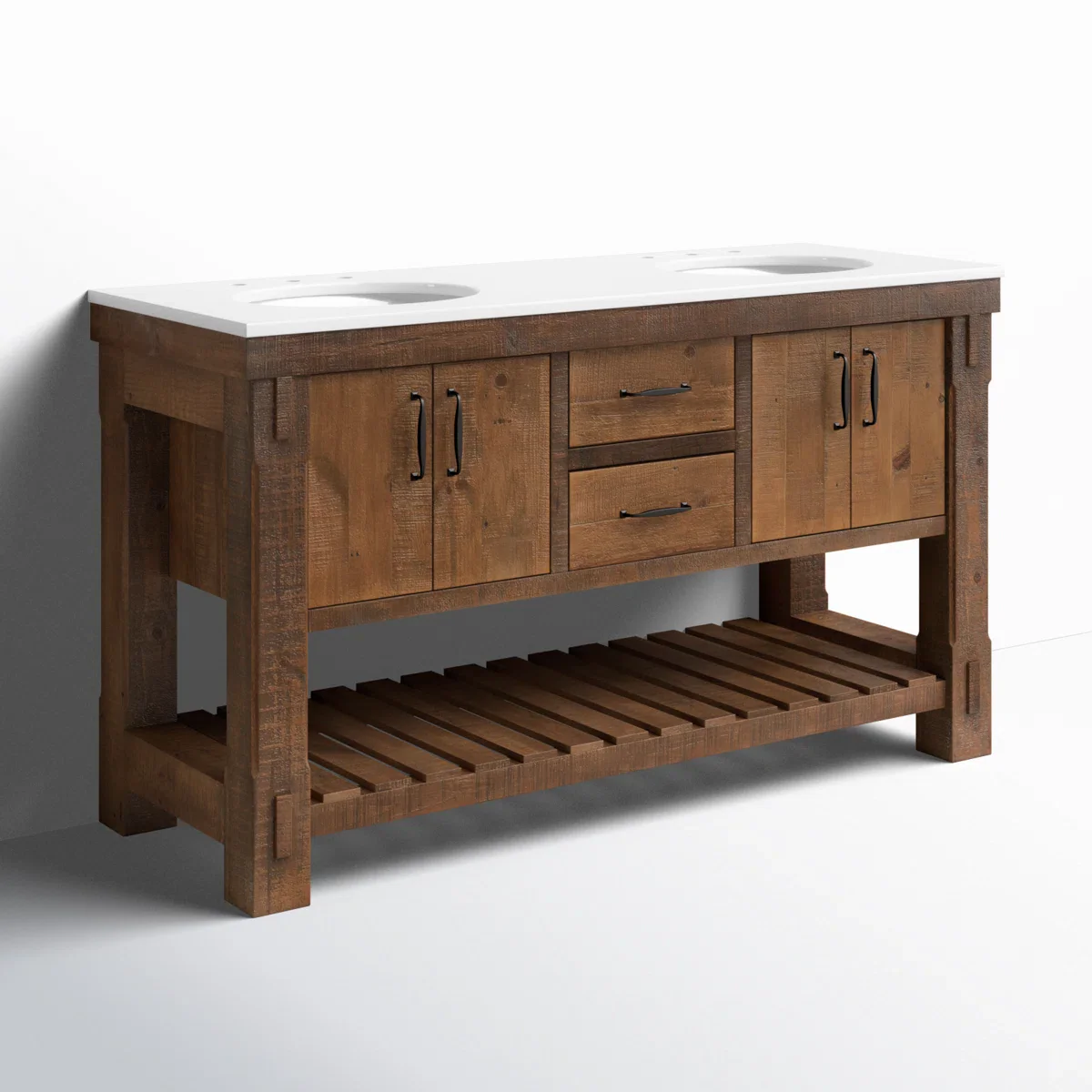 Telluride 60" Wide Double Bathroom Vanity | White Quartz Countertop - Image 6