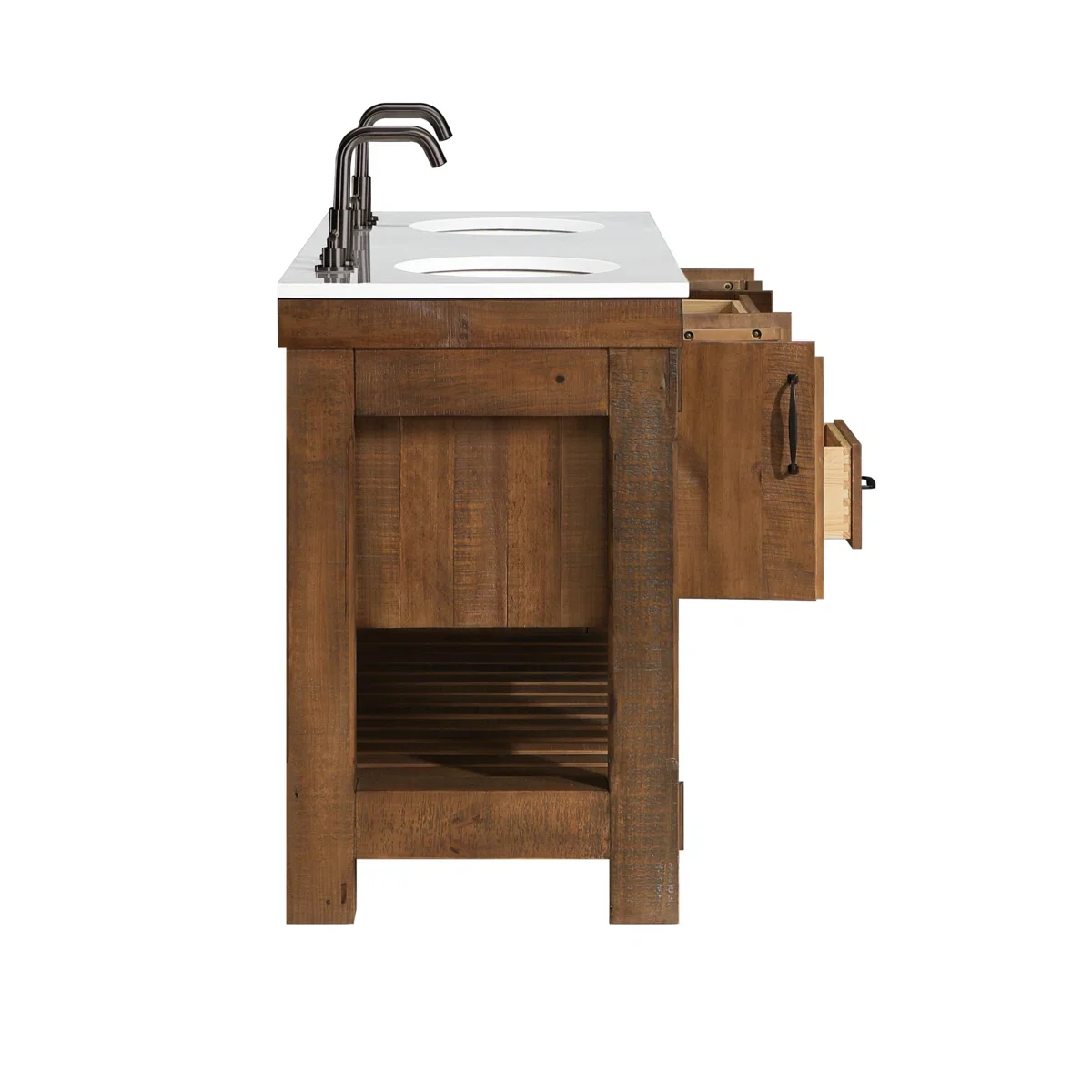 Telluride 60" Wide Double Bathroom Vanity | White Quartz Countertop - Image 7