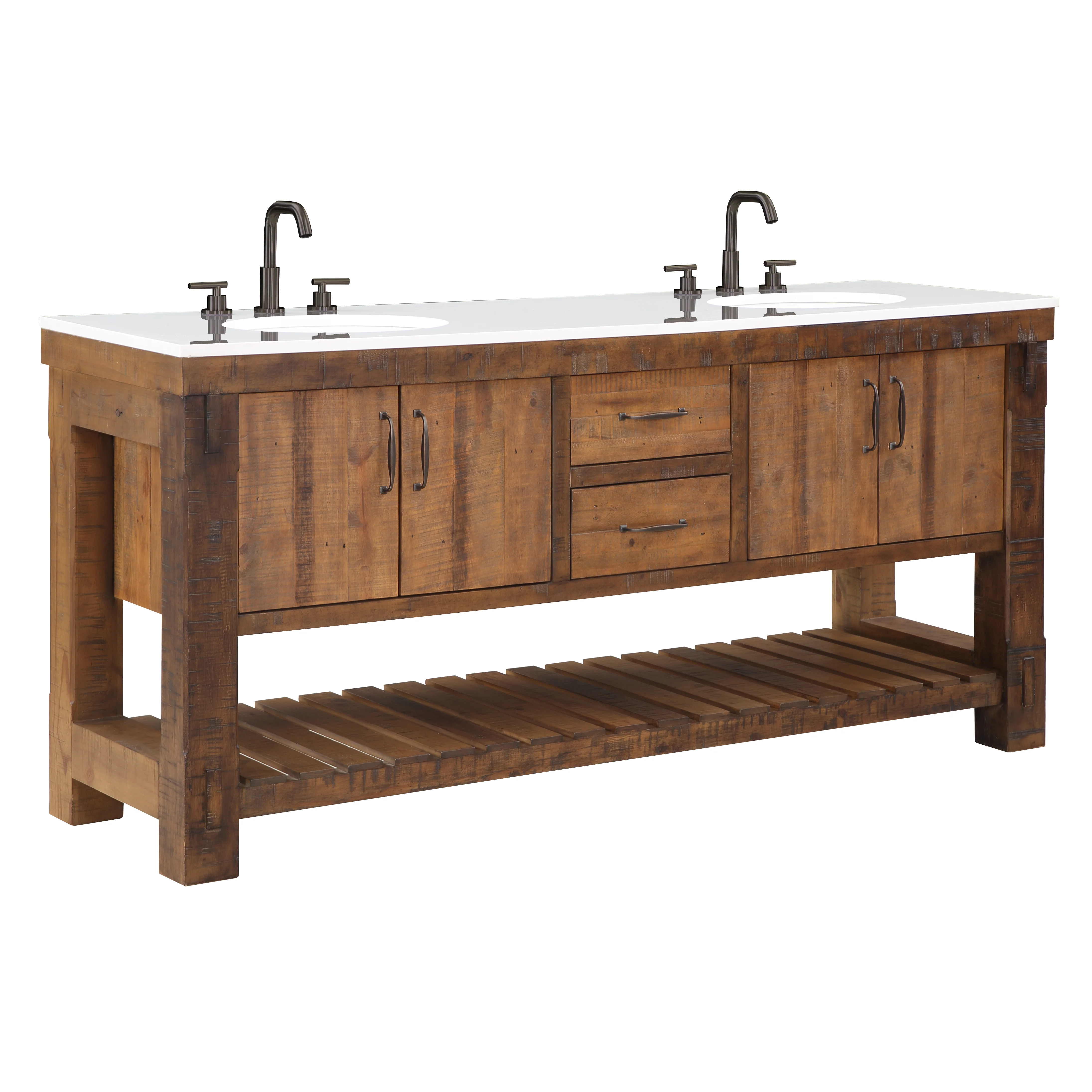Telluride 72" Wide Double Bathroom Vanity | White Quartz Countertop - Image 13