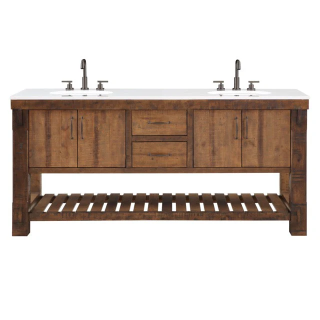 Telluride 72" Wide Double Bathroom Vanity | White Quartz Countertop - Image 14