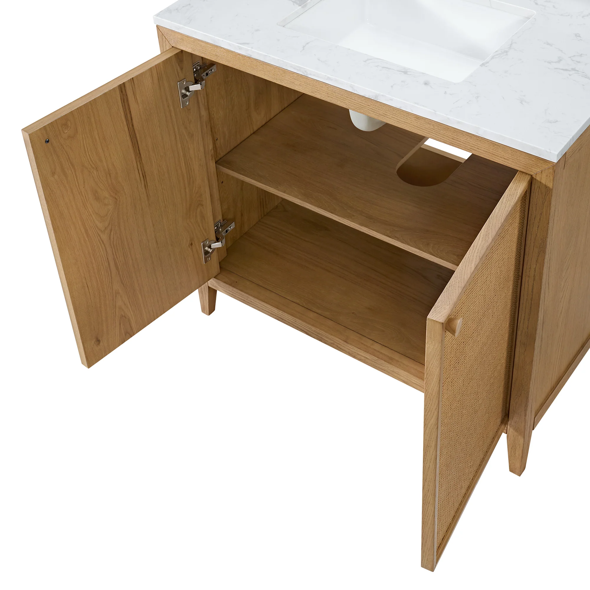 Whitney 36"W x 22"D Rattan RTA Single Bathroom Vanity | Cultured Marble Countertop - Image 4
